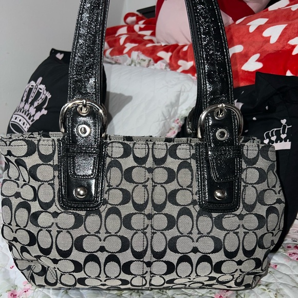 Coach Black and Gray Signature Tote Bag - Picture 1 of 15